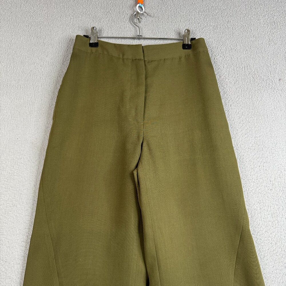 Deveaux Pants Women Size 26 Olive Green Wide Leg Straight High Rise Full Length